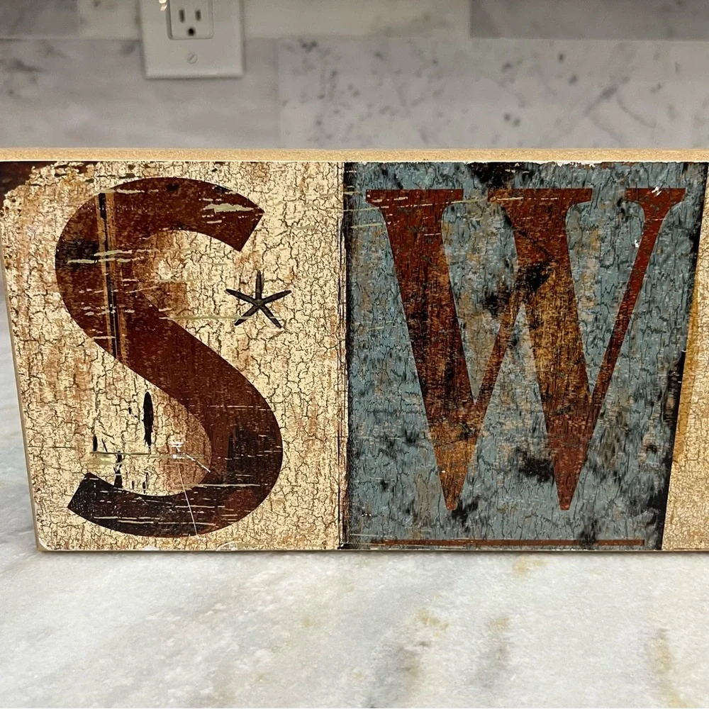 Vintage Distressed Style 'SWIM' Wall/Pool/Cabana Bath Art